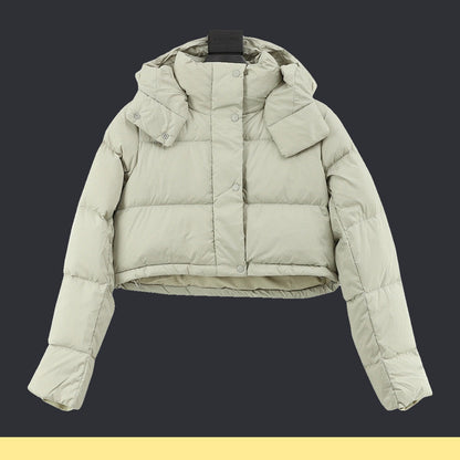 Chamarra de Plumas lululemon Wunder Puff Super Cropped Verde Salvia beige, foto 1 de 9