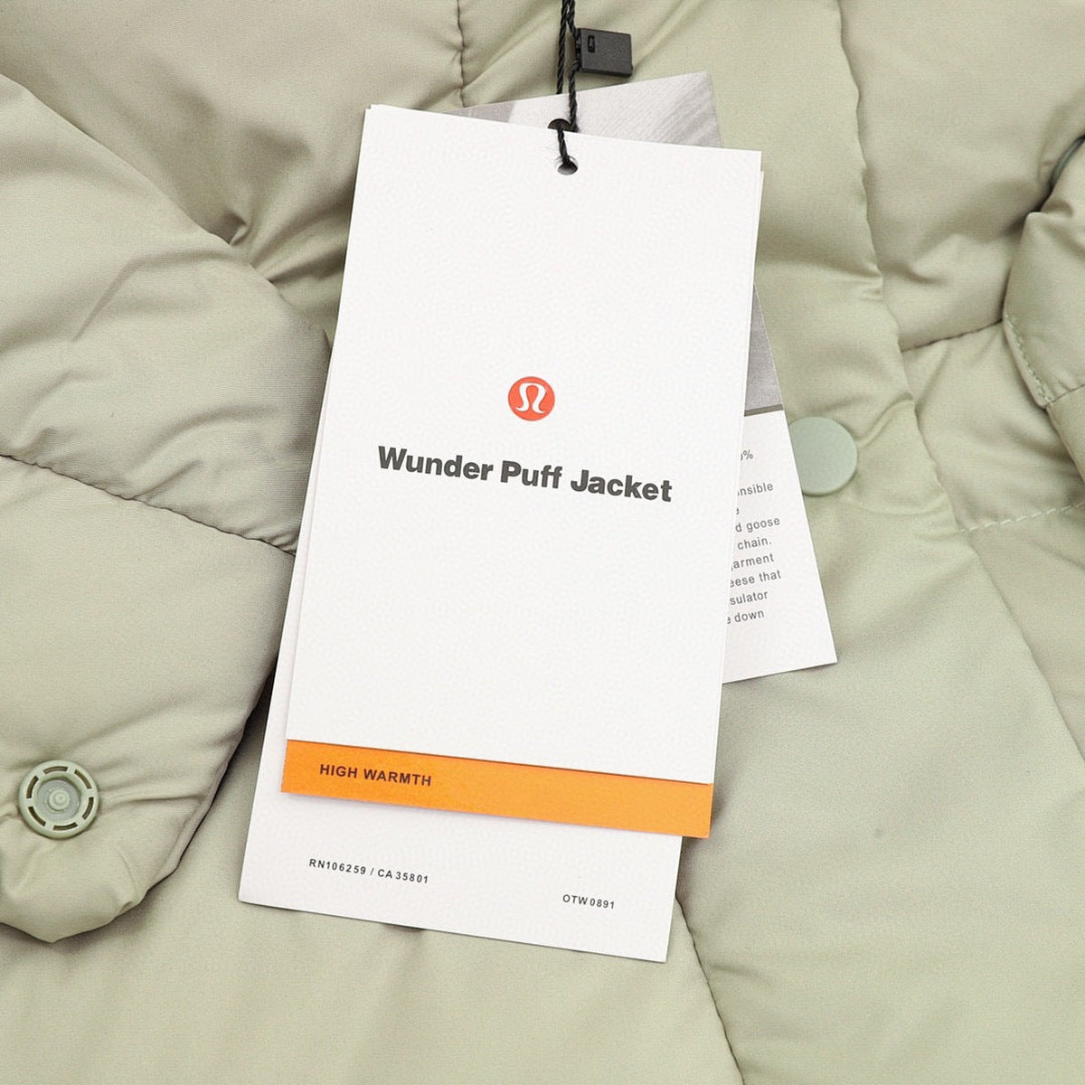 Chamarra de Plumas lululemon Wunder Puff 5 Paneles Verde Salvia beige, foto 3 de 8